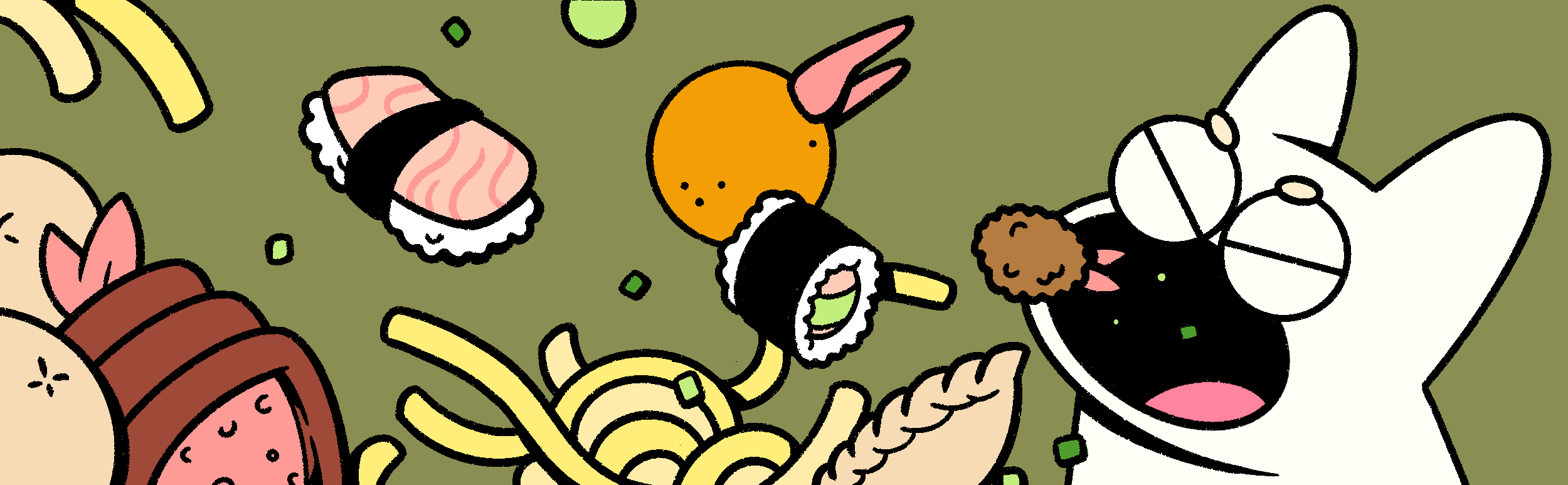 Mascot bathing in miso soup